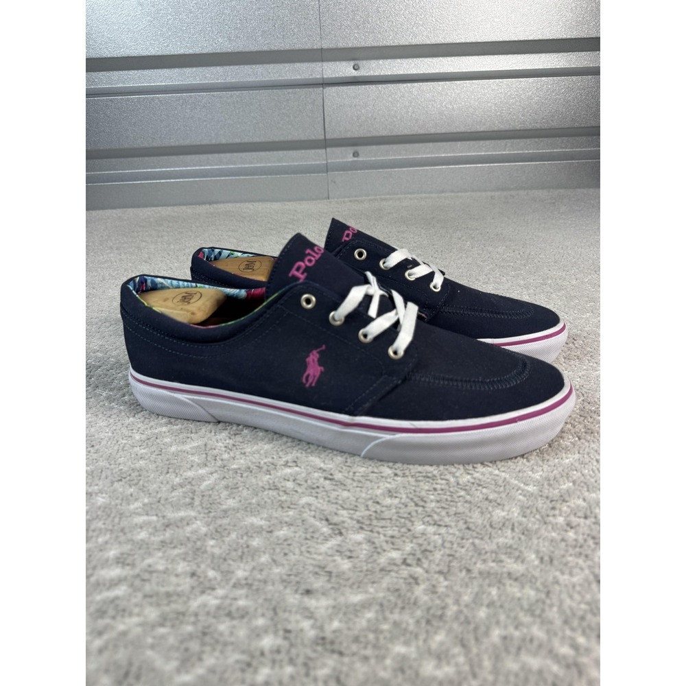 Polo Ralph Lauren Faxon Low Shoes Mens Size 12 Blue Canvas Floral Sneakers